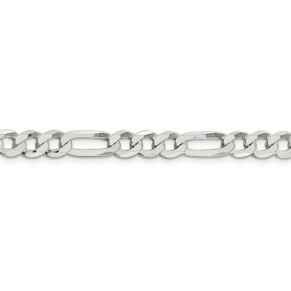 Sterling Silver 7.0mm Lightweight Flat Figaro Chain - Image 2