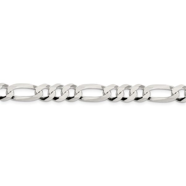 Sterling Silver 8.5mm Lightweight Flat Figaro Chain - Image 2