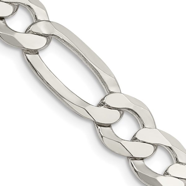 Sterling Silver 9.7mm Lightweight Flat Figaro Chain