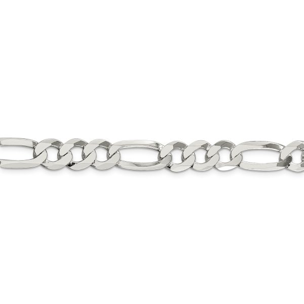 Sterling Silver 9.7mm Lightweight Flat Figaro Chain - Image 2