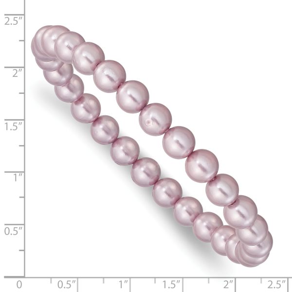 Majestik 7-8mm Purple Imitation Shell Pearl Stretch Bracelet - Image 3