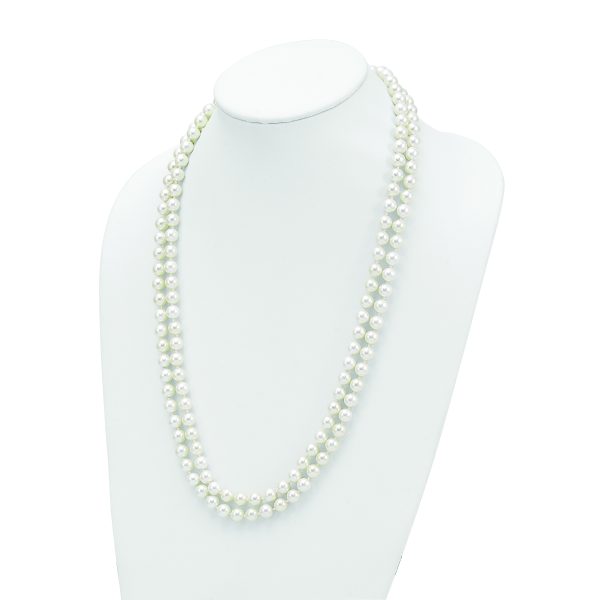 Majestik 8-9mm White Imitation Shell Pearl Hand Knotted Endless Necklace - Image 2