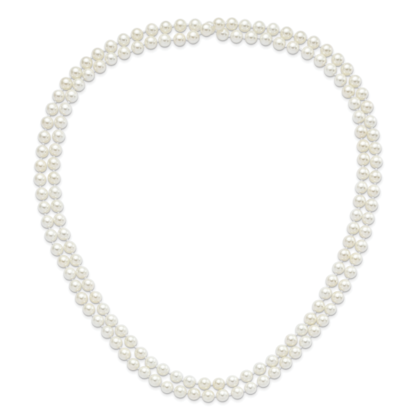 Majestik 8-9mm White Imitation Shell Pearl Hand Knotted Endless Necklace - Image 3