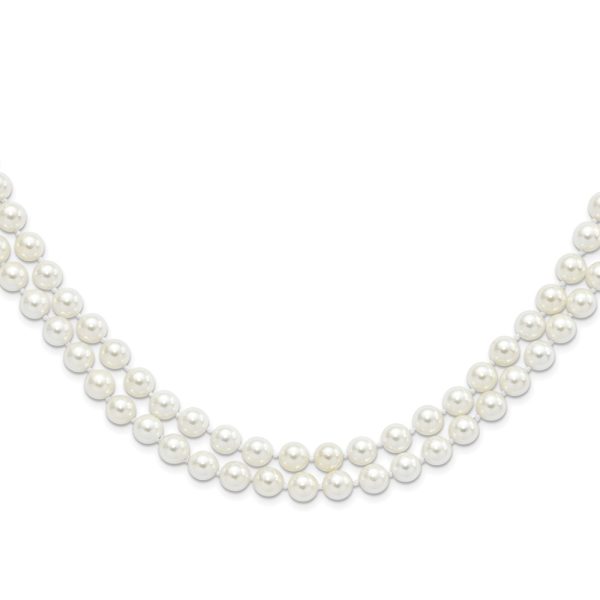 Majestik 8-9mm White Imitation Shell Pearl Hand Knotted Endless Necklace