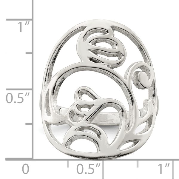 Sterling Silver Polished Wavy Design Ring - Image 3