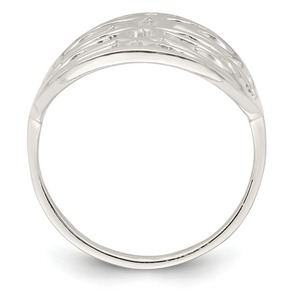 Sterling Silver Polished Floral Design Ring - Image 2