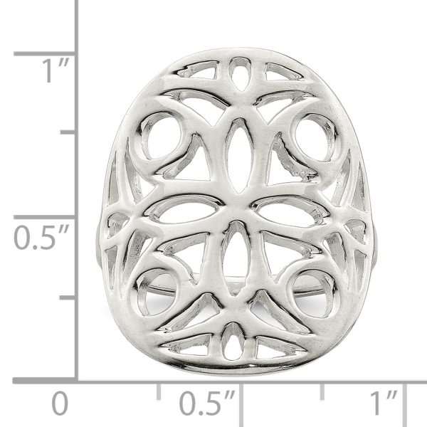 Sterling Silver Polished Floral Design Ring - Image 3