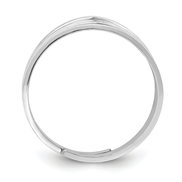 Sterling Silver Rhod. Polished Four V Band Adjustable Ring - Image 2