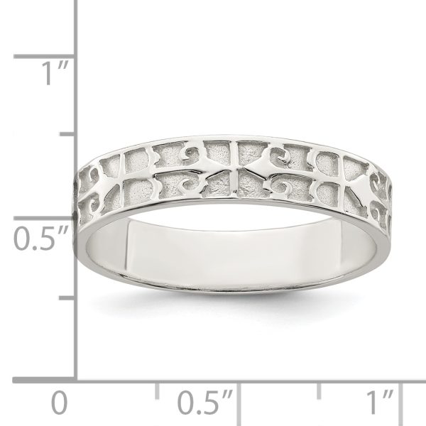 Sterling Silver Polished Design Men's Ring - Image 3