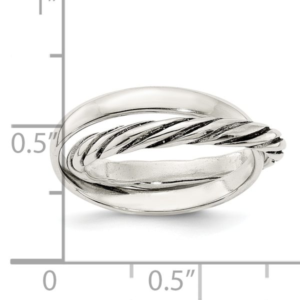 Sterling Silver Polished & Twisted Intertwined Rings - Image 3