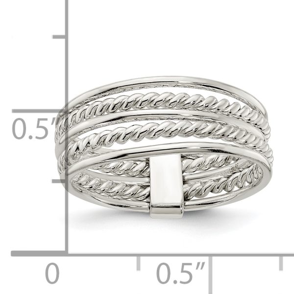 Sterling Silver Polished & Twisted Multiple Attached Rings - Image 3