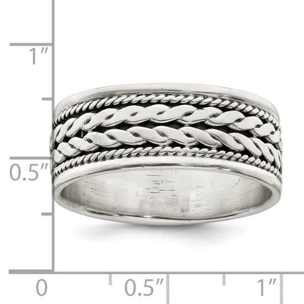 Sterling Silver Antiqued Rope Design Ring - Image 3