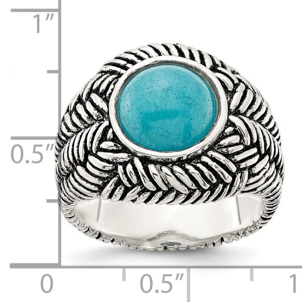 Sterling Silver Oxidized Imitation Turquoise Ring - Image 3