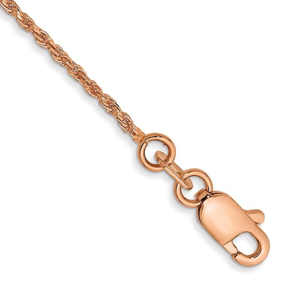 14k Rose Gold 1mm D/C Machine-made Rope Chain