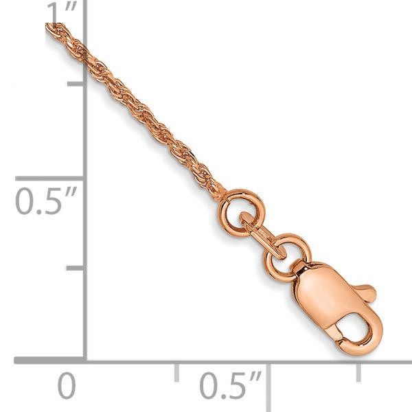 14k Rose Gold 1mm D/C Machine-made Rope Chain - Image 2