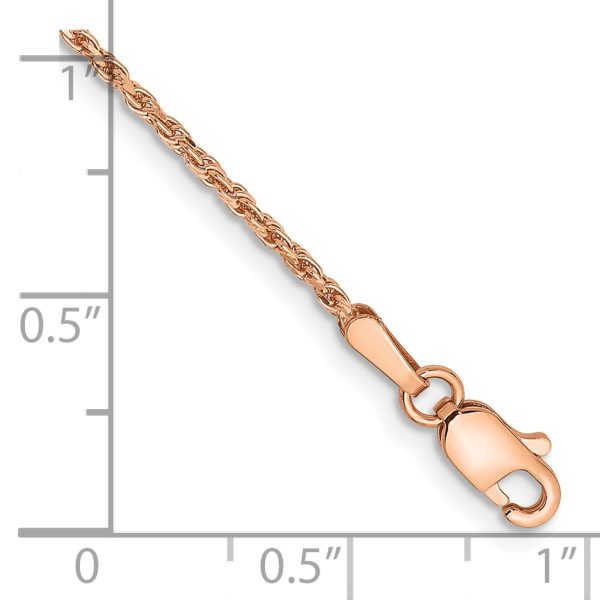 14k Rose Gold 1.5mm D/C Machine-made Rope Chain - Image 2