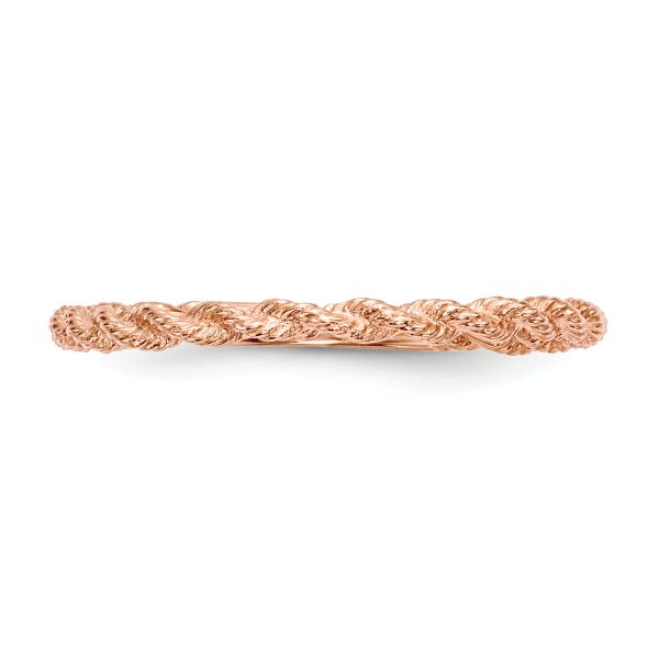 14k Rose Gold Polished Twisted Rope Ring - Image 3