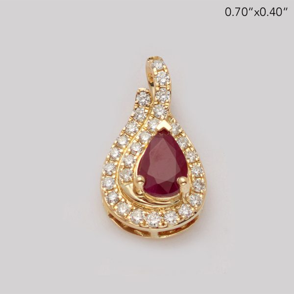 14KY 0.30CTW DIAMOND & RUBY TEARDROP SHAPED