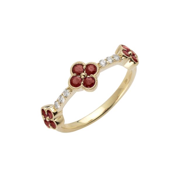 14KY 0.09CTW DIAMOND & RUBY LADIES RING