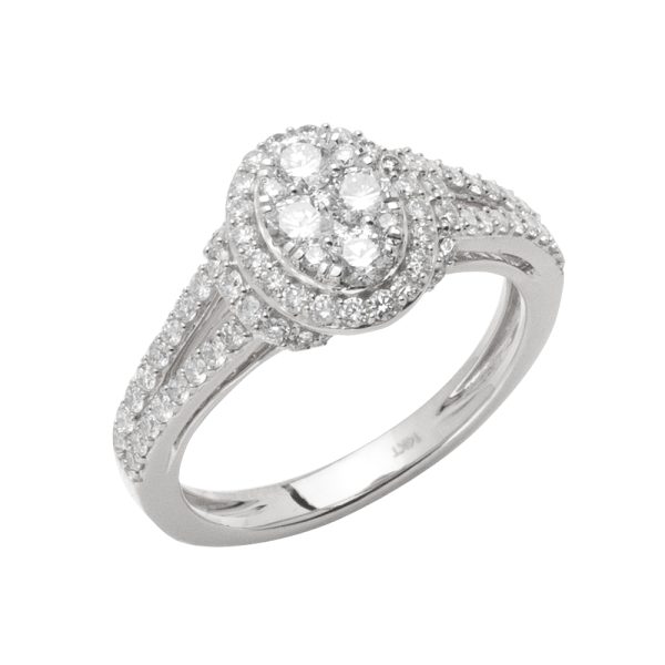 14KW 1.00CTW DIAMOND OVAL CLUSTER RING - SINGLE