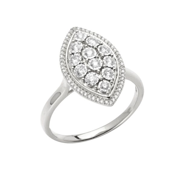 14KW 0.35CTW DIAMOND CLUSTER MARQUISE SHAPED RING