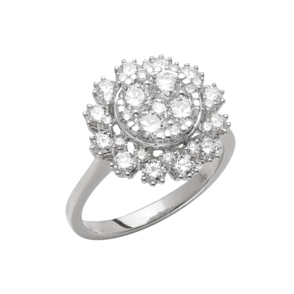 14KW 1.85CTW DIAMOND CLUSTER FLOWER LADIES RING W/