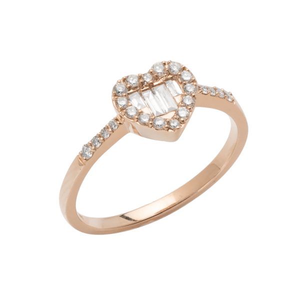 14KR 0.35CTW DIAMOND BAGUETTE HEART LADIES RING W/