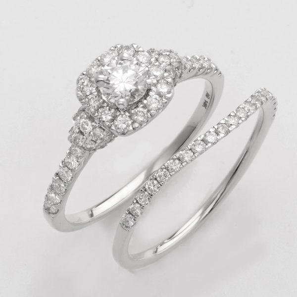 14KW 1.15CTW DIAMOND BRIDAL SET - SQUARE HALO