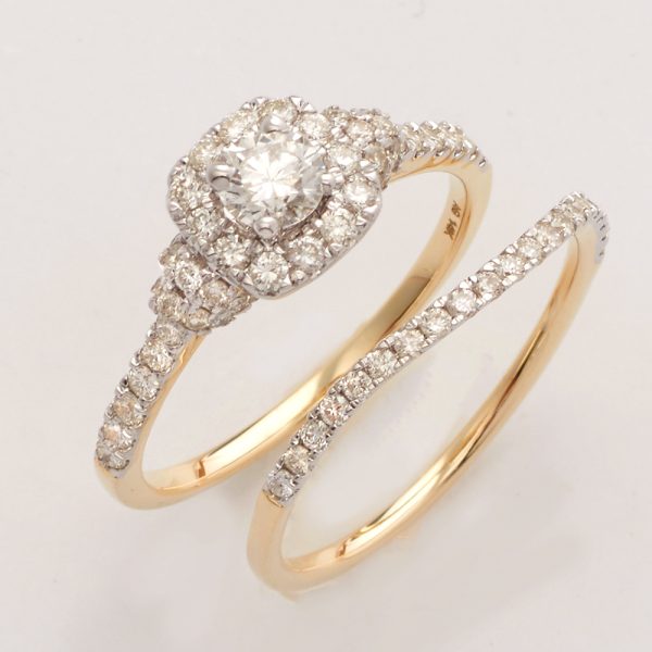 14KY 1.15CTW DIAMOND BRIDAL SET - SQUARE HALO