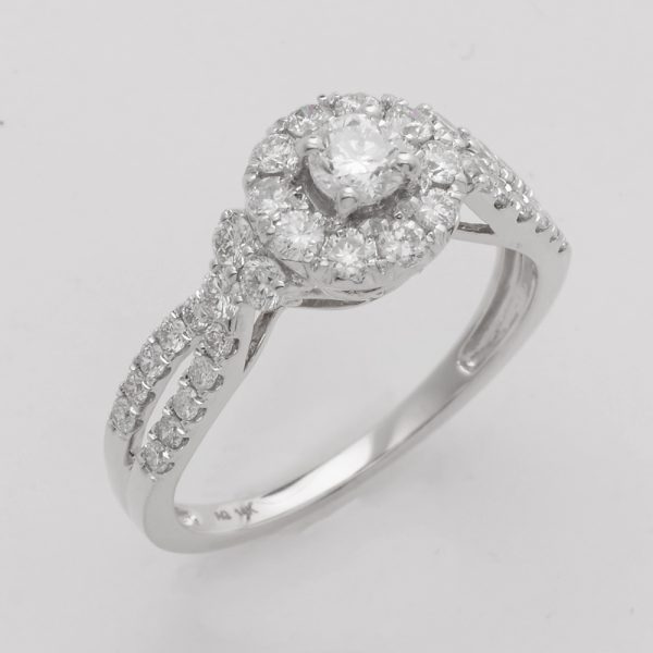 14KW 1.05CTW DIAMOND BRIDAL RING - ROUND HALO