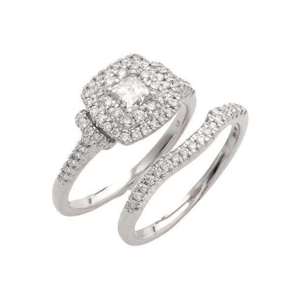 14KW 0.80CTW PC DIAMOND BRIDAL SET - DOUBLE SQUARE