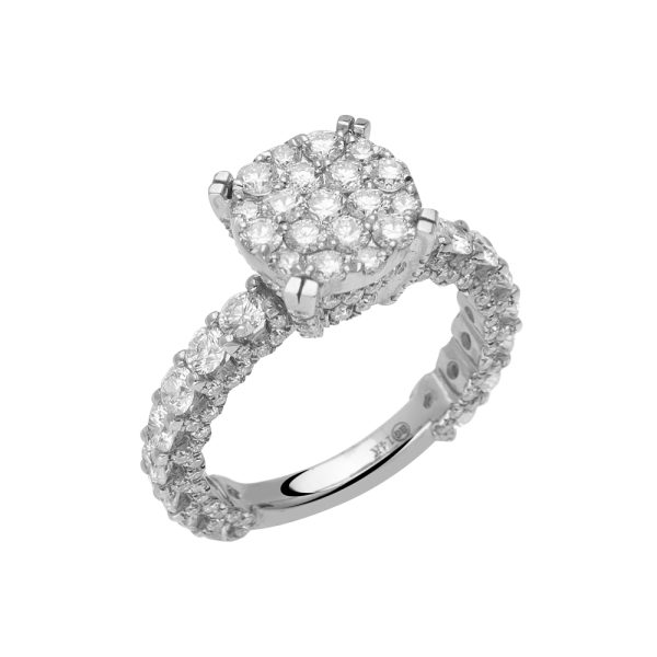 14KW 3.00CTW ROUND CLUSTER DIAMOND RING