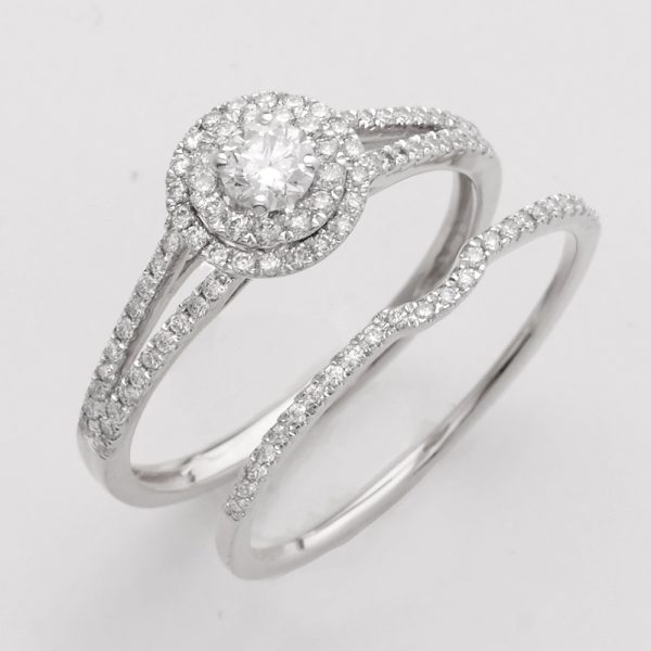 14KW 0.55CTW ROUND DIAMOND BRIDAL SET - DOUBLE