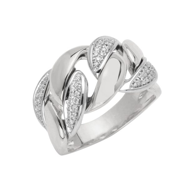 14KW 0.35CTW DIAMOND MIAMI CUBAN LADIES RING