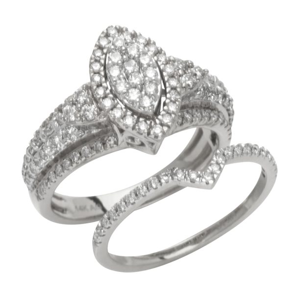 14KW 1.25CTW DIAMOND MARQUISE HEAD BRIDAL SET