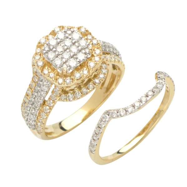 14KY 1.50CTW DIAMOND SQUARE HEAD BRIDAL SET