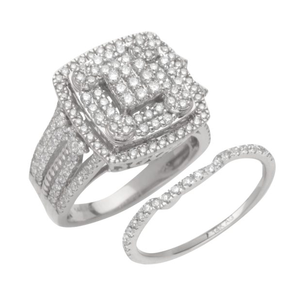 14KW 1.50CTW DIAMOND SQUARE HEAD BRIDAL SET