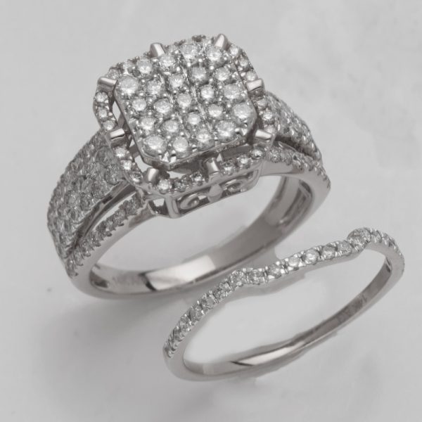 14KW 1.55CTW DIAMOND SQUARE HEAD BRIDAL SET