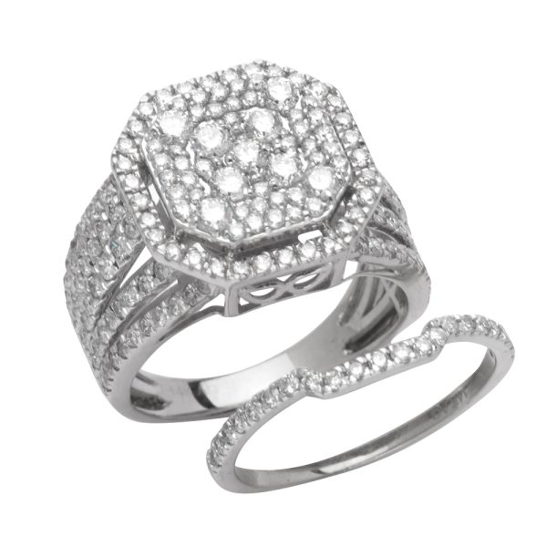 14KW 1.15CTW DIAMOND OCTAGON BRIDAL SET