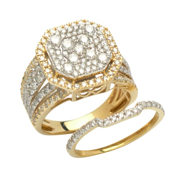 14KY 1.15CTW DIAMOND OCTAGON BRIDAL SET