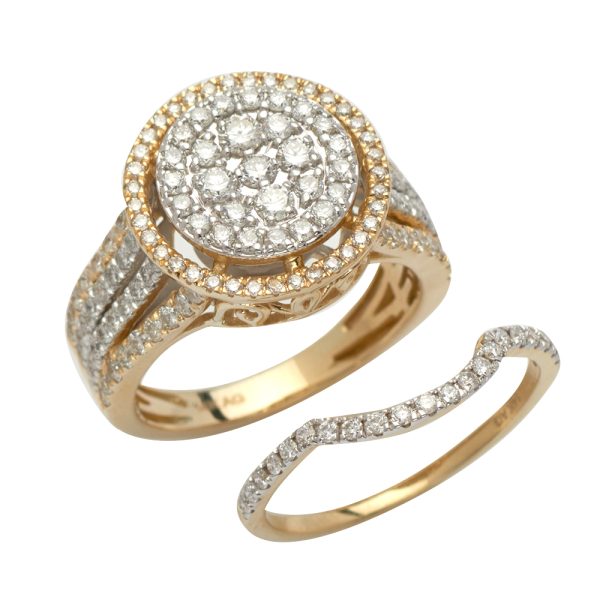 14KY 1.60CTW DIAMOND ROUND BRIDAL SET