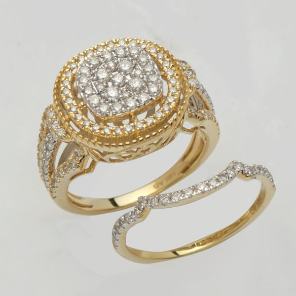 14KY 1.30CTW DIAMOND ROUND BRIDAL SET