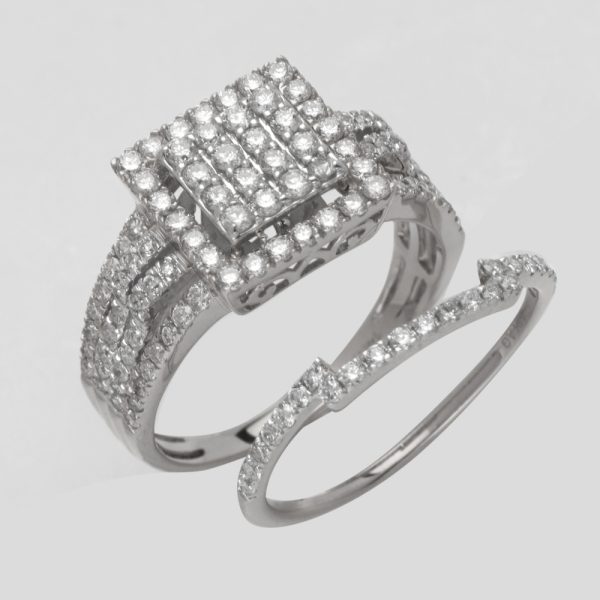 14KW 1.25CTW DIAMOND SQUARE BRIDAL SET