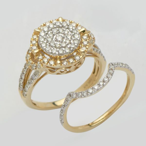 14KY 1.00CTW DIAMOND ROUND BRIDAL SET