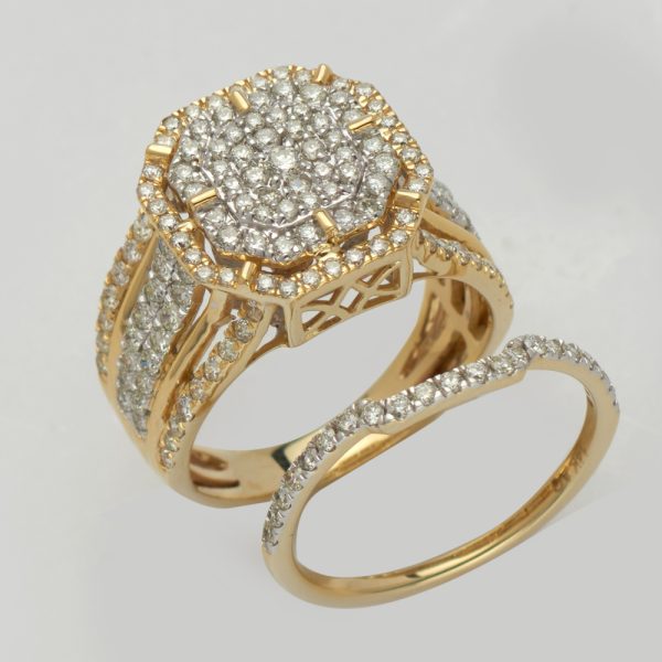 14KY 1.50CTW DIAMOND OCTAGON BRIDAL SET