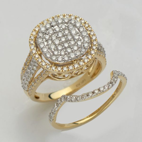 14KY 1.70CTW DIAMOND ROUND BRIDAL SET