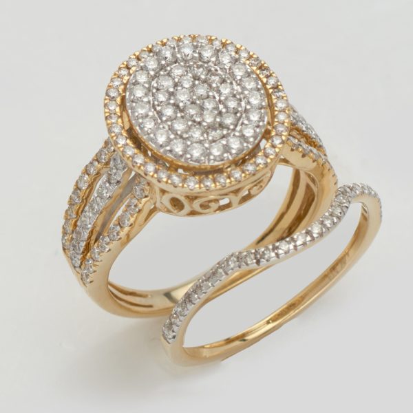 14KY 1.35CTW DIAMOND ROUND BRIDAL SET