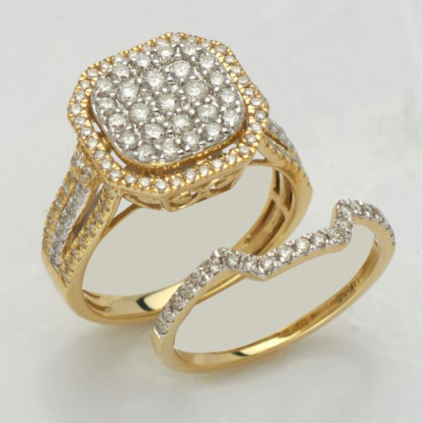 14KY 1.50CTW DIAMOND OCTAGON BRIDAL SET