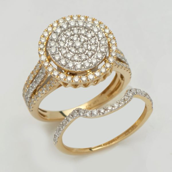 14KY 1.40CTW DIAMOND ROUND BRIDAL SET