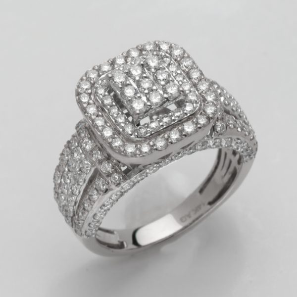 14KW 2.05CTW DIAMOND SQUARE CLUSTER LADIES RING